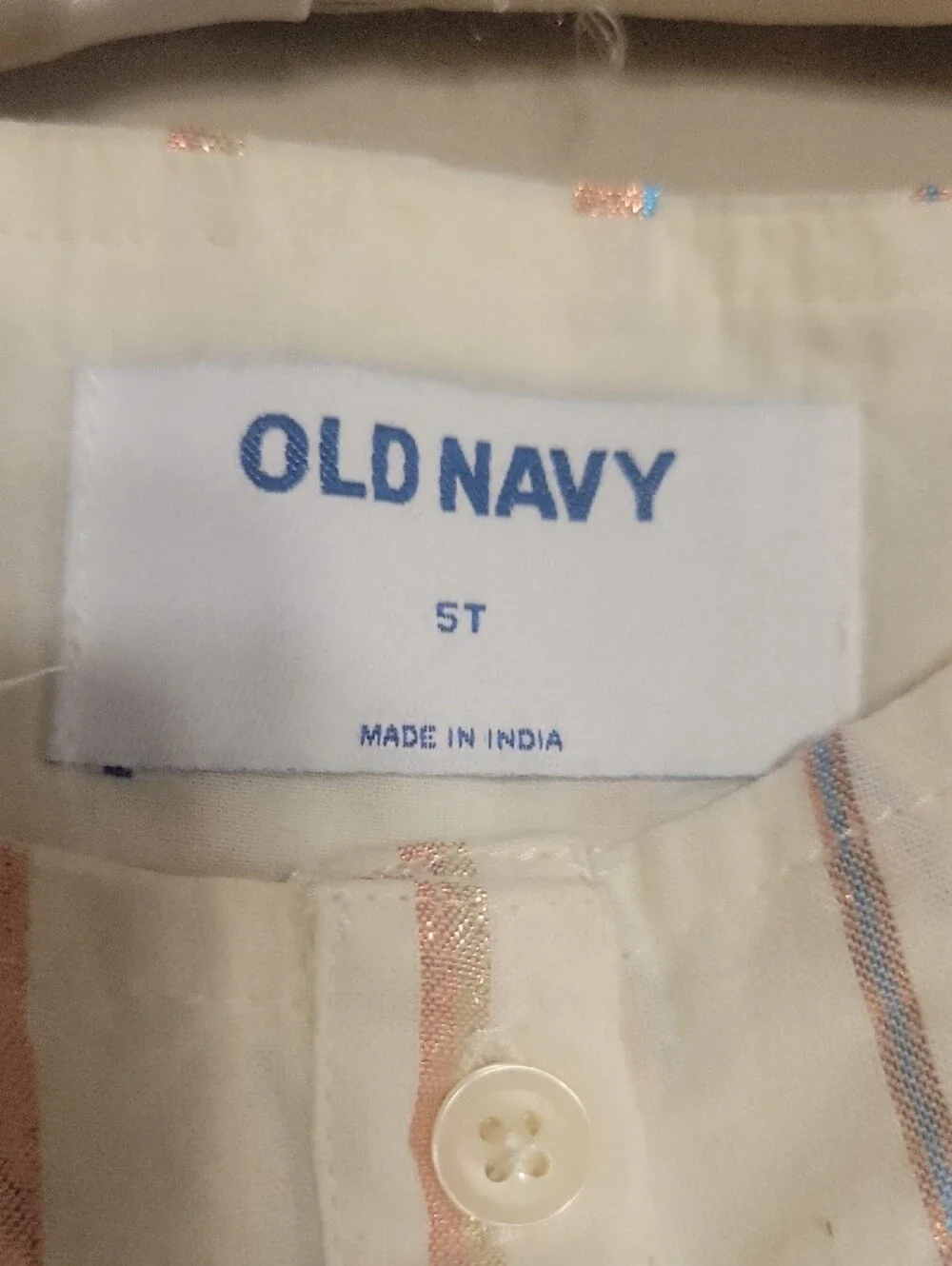 Pretty Old Navy White Flutter Sleeve Metallic Stripe Blouse